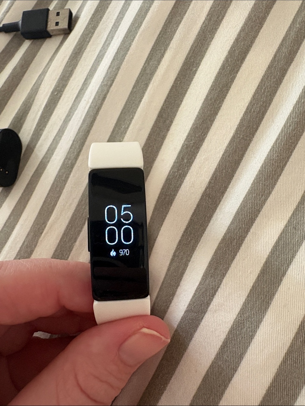 fitbit Charge-style White Fitness Tracker with OLED Display hr